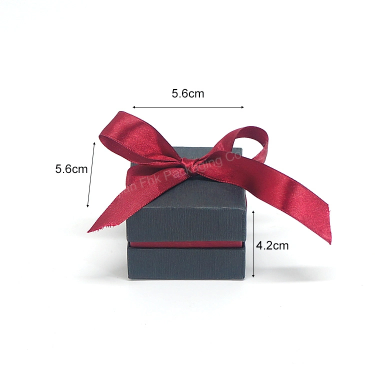 Custom High Quality Hand Made Paper Drawer Top and Base Jewelry Packaging Box with Red Ribbon