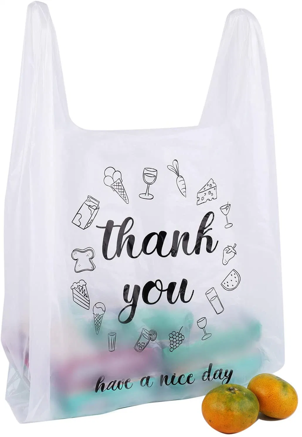 Plastic Colorful Grocery Carry out Poly T-Shirt Vegetable Packing Shopping Bag for Sale