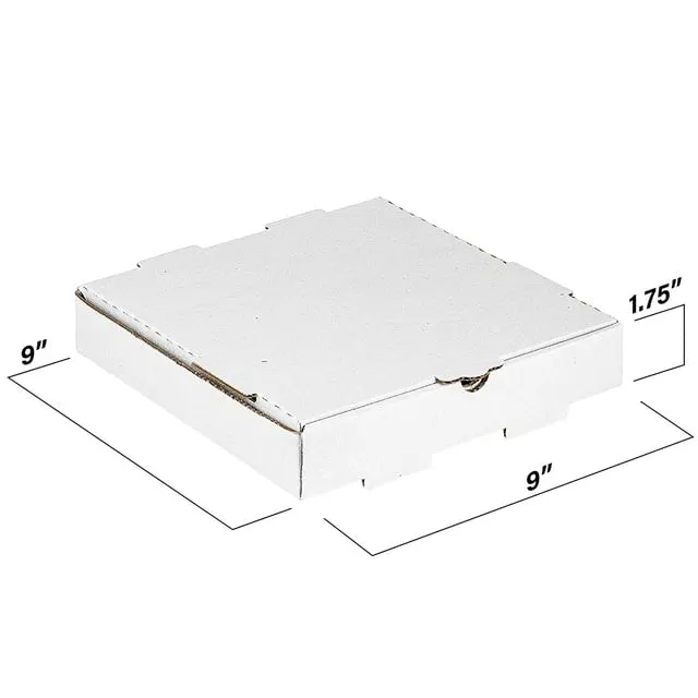 9X9X1.75&prime;&prime; White&Brown Custom Printing Cowhide Paper Square Corrugated Cardboard Storage Recyclable Folding Container Pizza Boxes for Food Cake Cookie Pizza PA