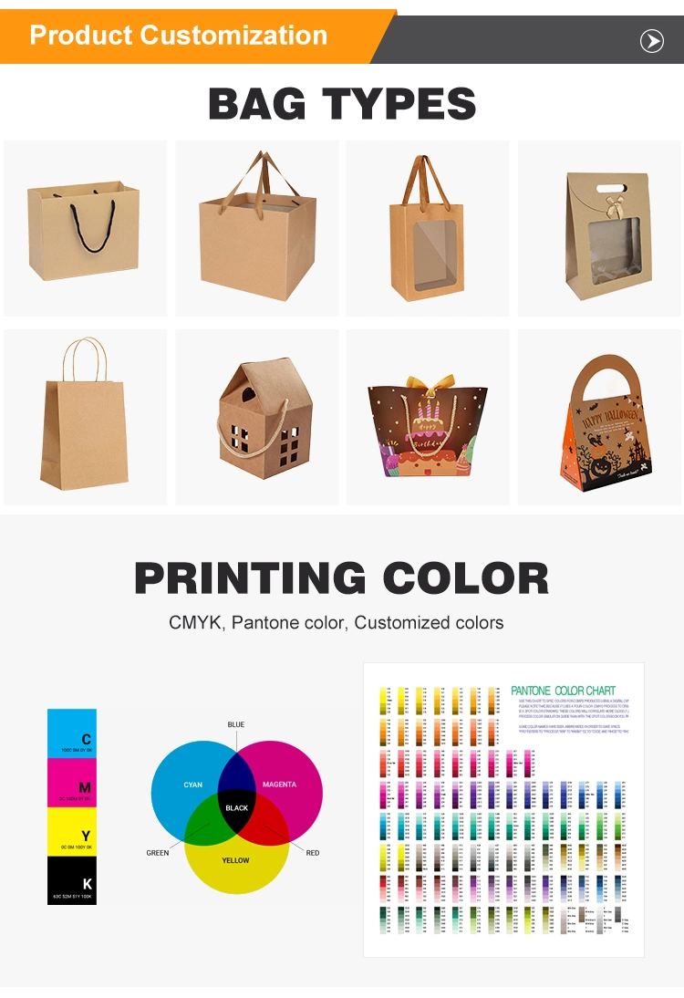 Custom Size Colorful Cheap Large Brown Kraft Gift Bags Paper Shopping Bags with Handles