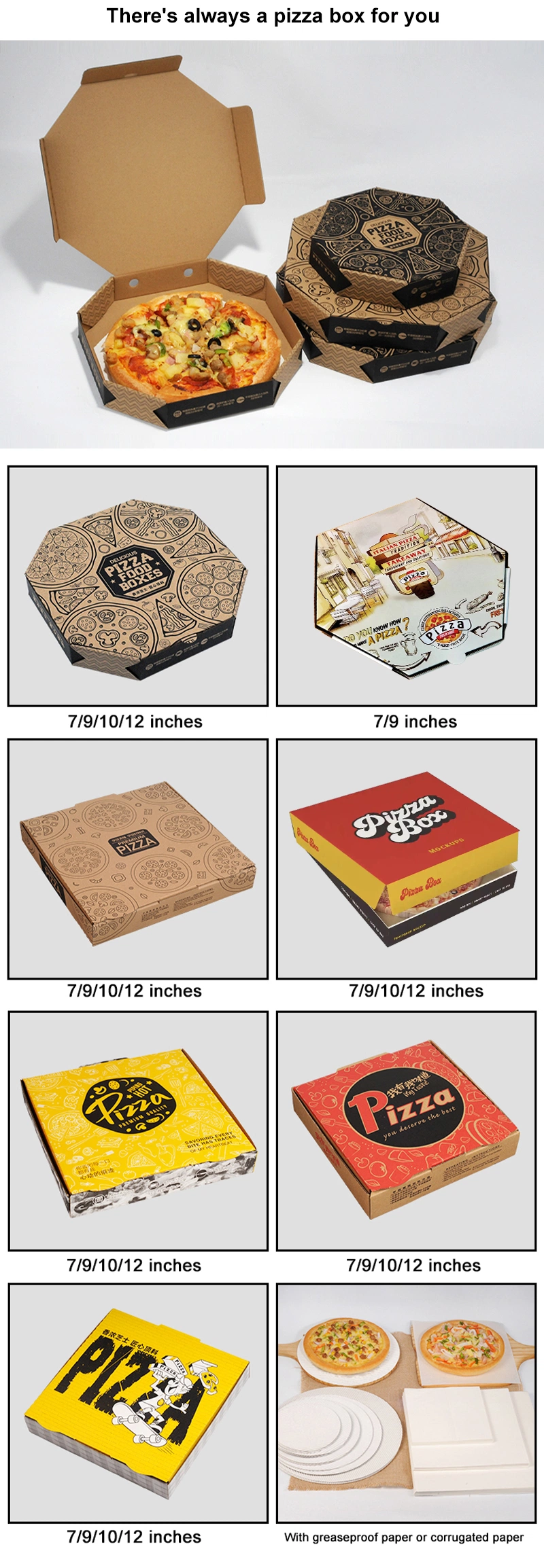 Wholesale Cheap Custom Printed Personalised All Size Corrugated Fries Hamburger Kraft Paper Pizza Boxes