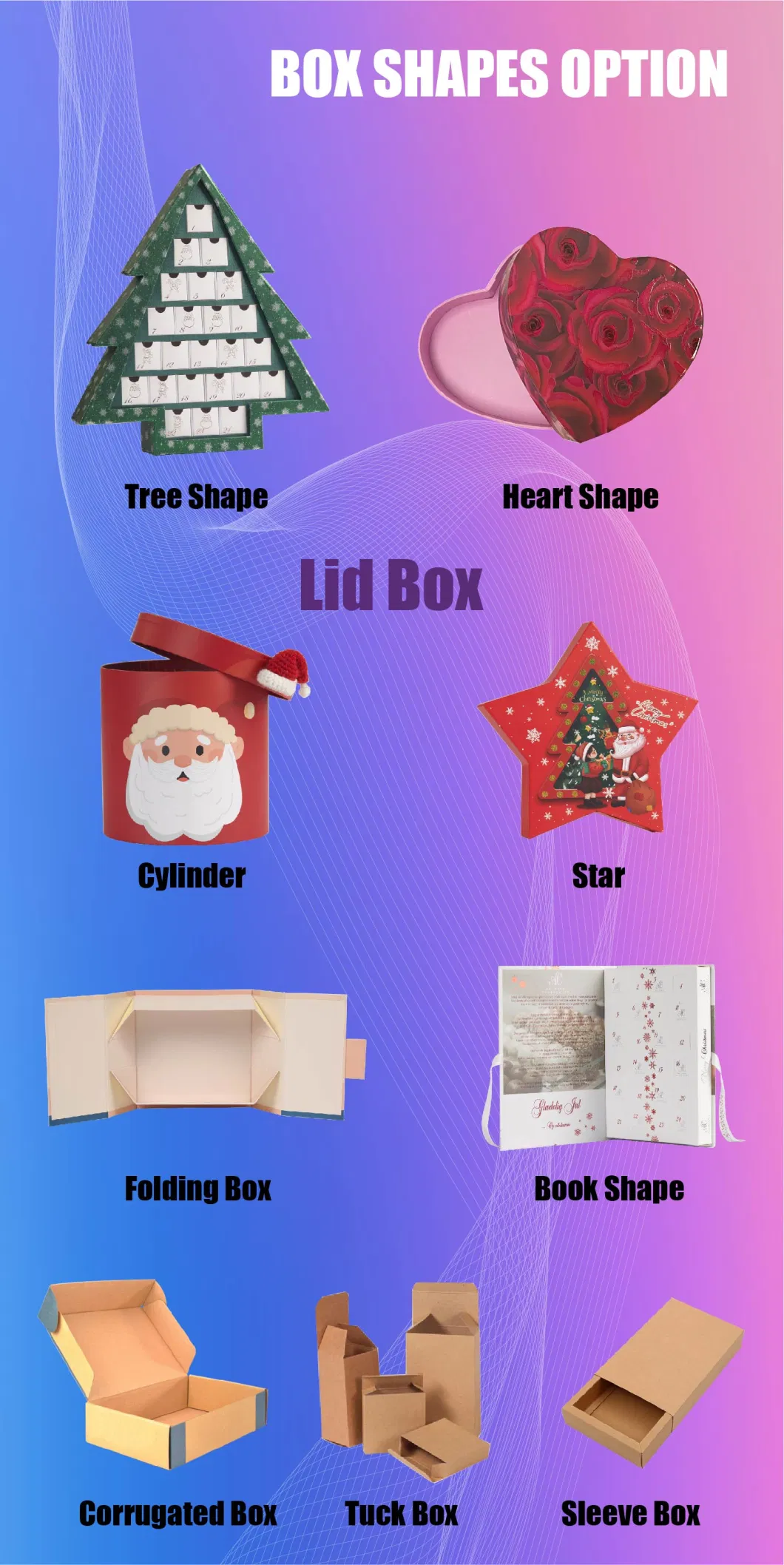 Tree Shape Christmas Special Paper Gift Packaging Boxes 24 Drawers Cosmetic Skin Care Pet Treat Toy Unique Display Box Holiday Gift Creative Paper Packaging Box