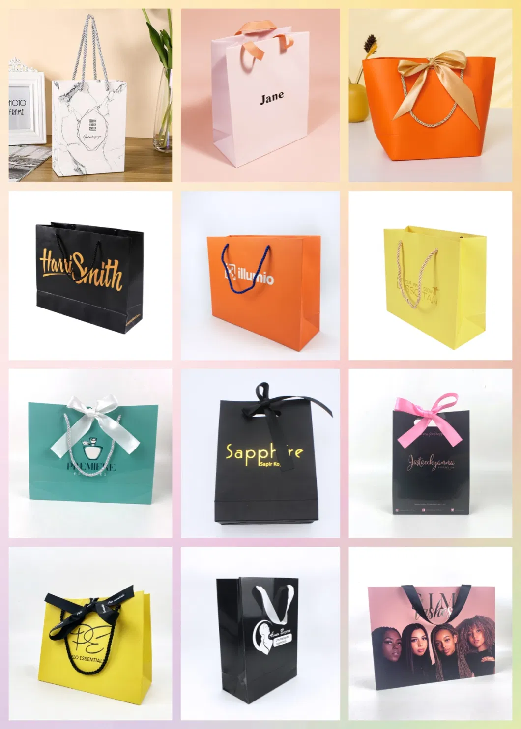 Luxury Shopping Packaging Paper Bag with Logo Jewelry Custom Printed Gift