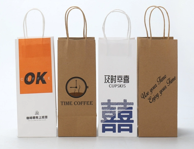 Craft Paper Lunch Box Bag Takeaway Food Packaging Degradable Paper Bag with Handle