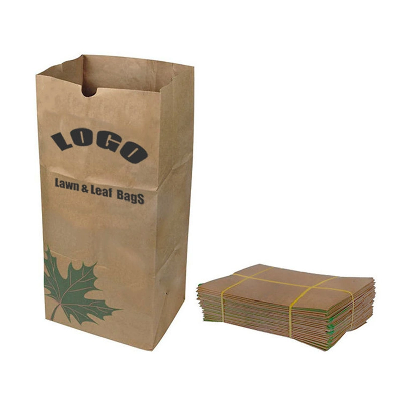 Heavy Duty Large Trash Paper Bag Tear Resistant Yard Waste Bags Eco-Friendly 30 Gallon Printing Brown Paper Garbage Bag