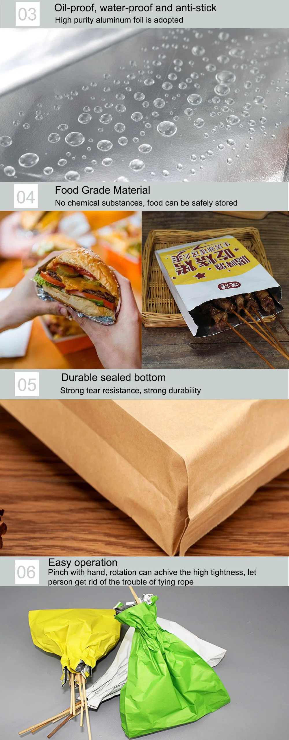 Hot Dog Wrapper Chicken Packaging Bags Aluminium Foil Packaging Bags