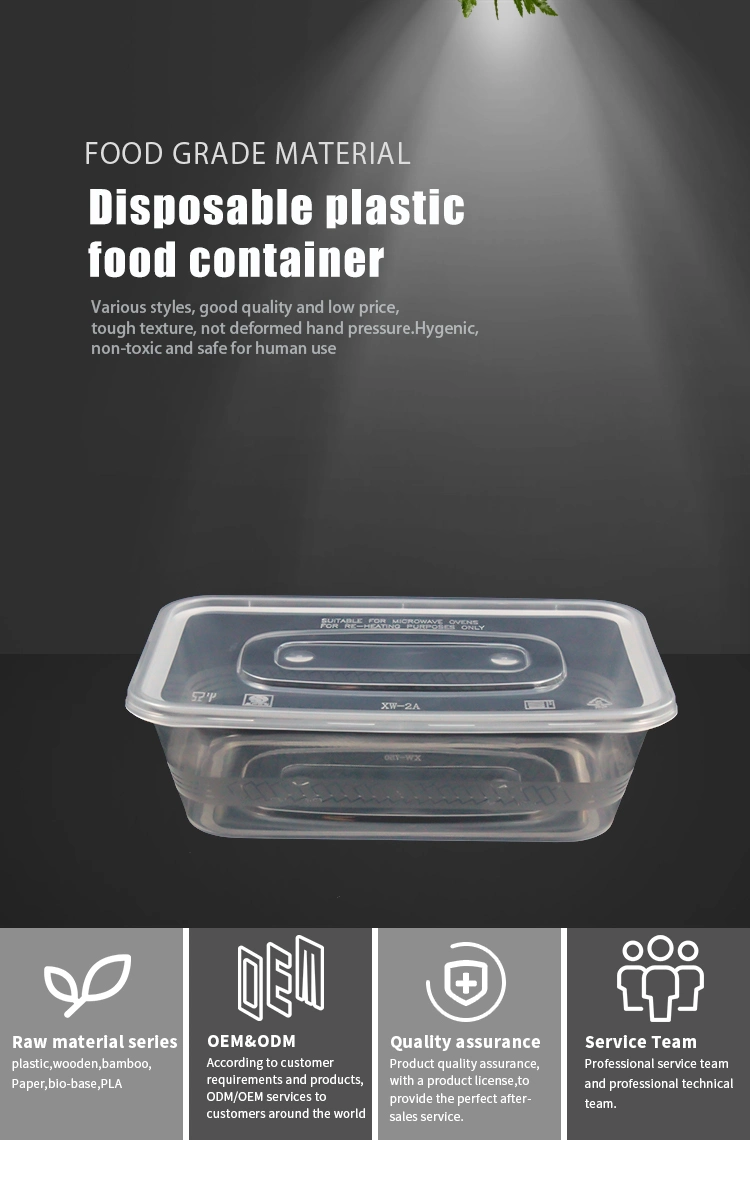 Disposable Container Transparent Take Away PP Plastic Lunch Box for Lid