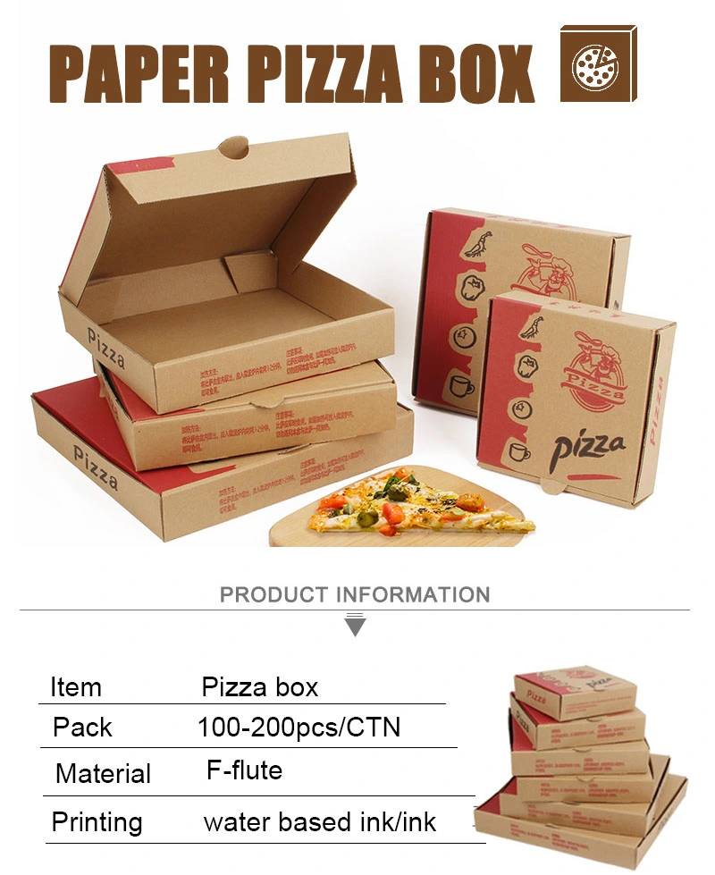 Hot Sale Custom Logo Elegant Brown Kraft Carboard Paper Pizza Box