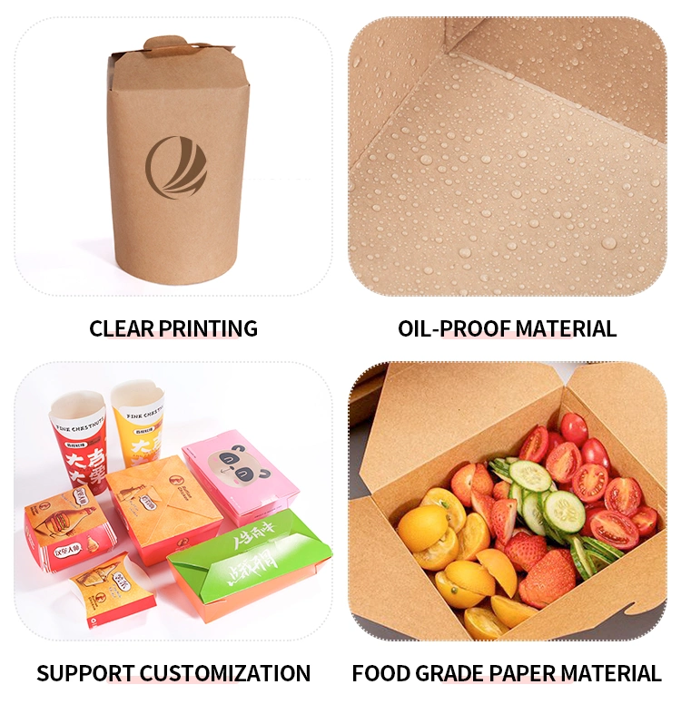 Custom Disposable Food Grade Kraft Paper Hamburger Packaging Paper Box