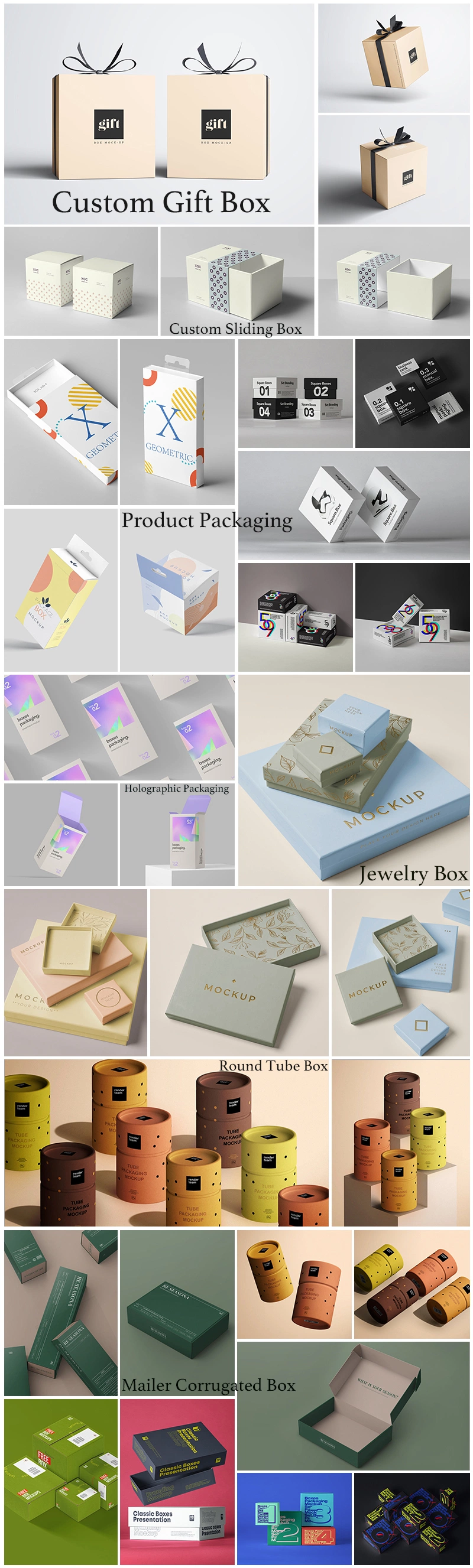 White Cardboard Luxury Paper Gift Packaging Box with Logo and Insert Inside