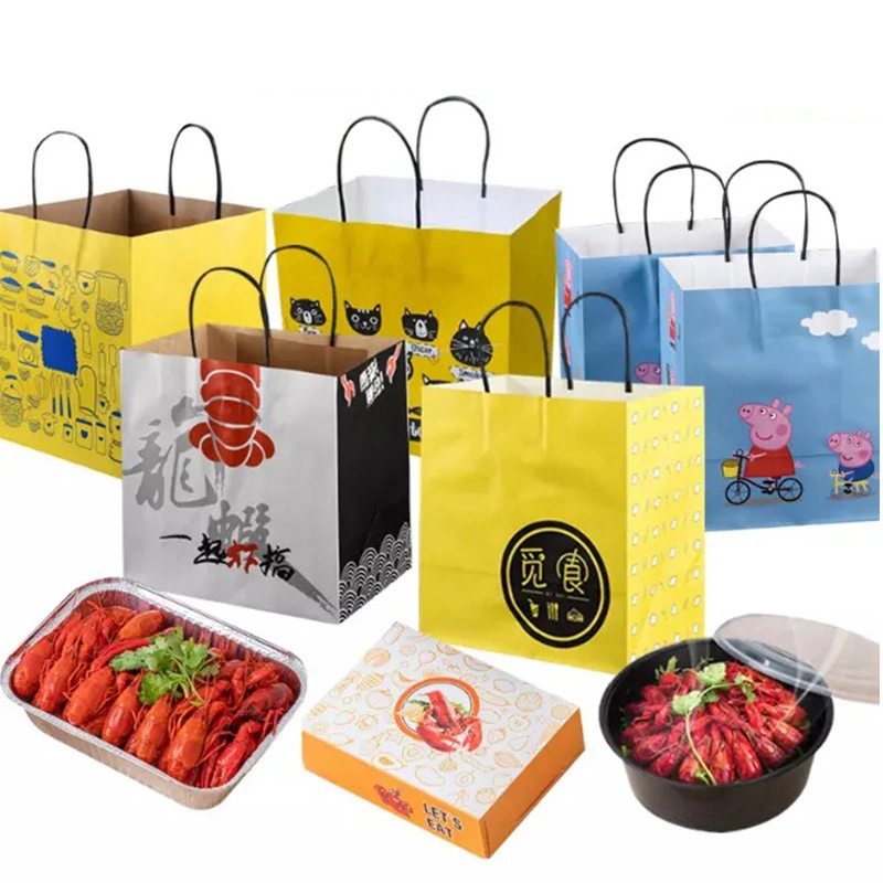 Wholesale Customized Take Away Food Bag Packaging Craft Brown Kraft Paper Extra Large Wide Base Bottom Kraft Paper Bags