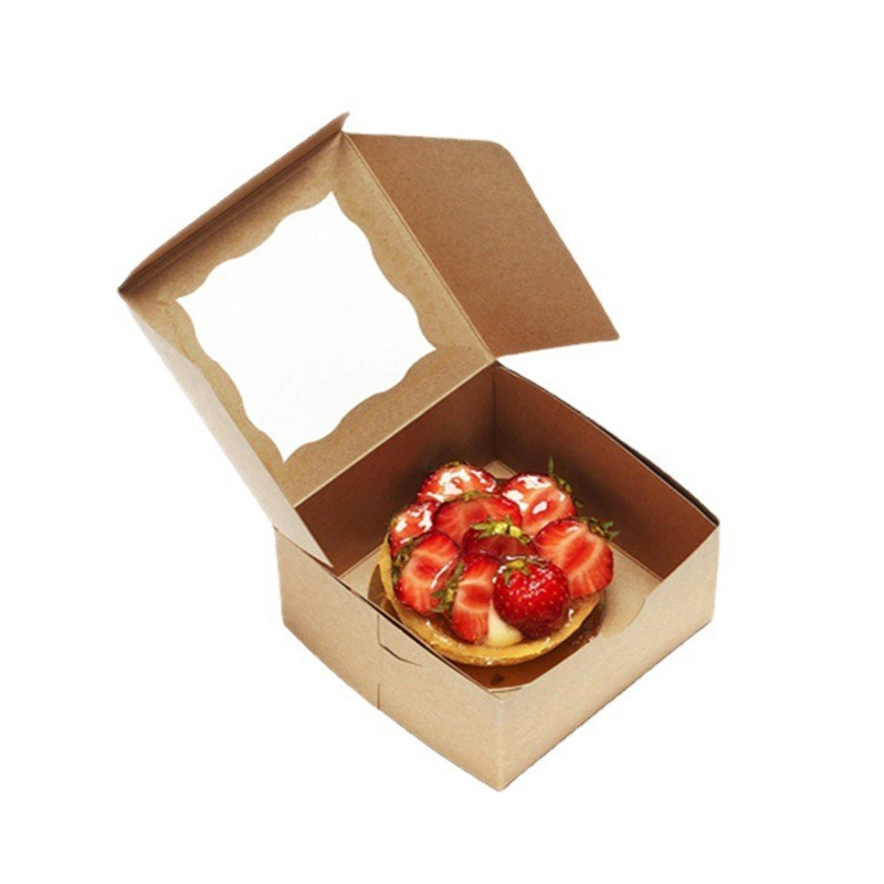 Factory Custom Size Brown Kraft Paper Bakery/Dessert/Pastry/Cake/Cookies/Donut Food Packaging Box for Party