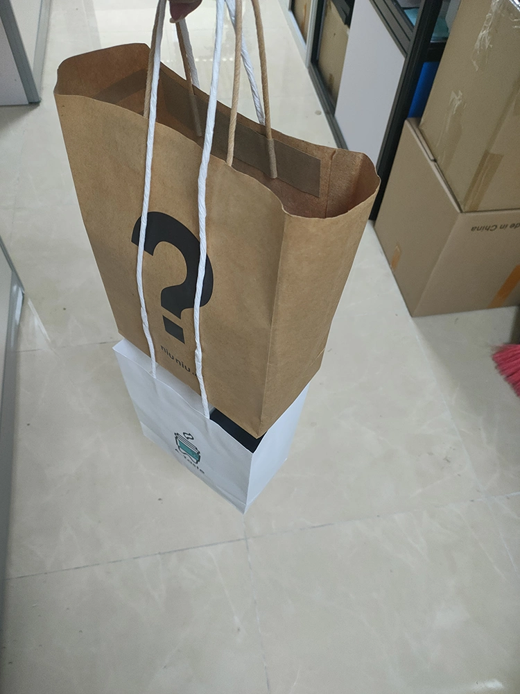 Wholesale Cheap Price Kraft Shopping Gift Paper Handle Flat White Paper Bag