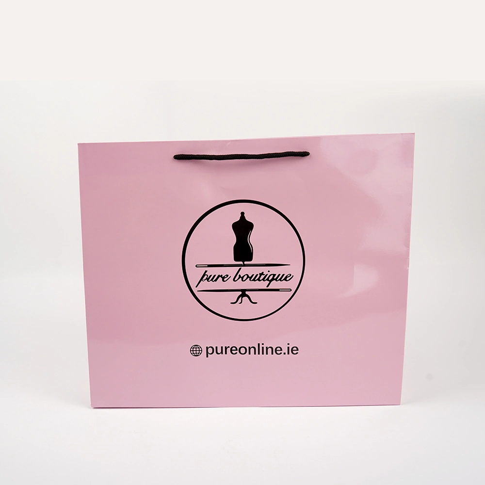 Wholesale Luxury Black Shoes Clothes Packaging Paper Bags Printed Custom Logo Clothing Shopping Gift Jewelry Wine Paper Bag