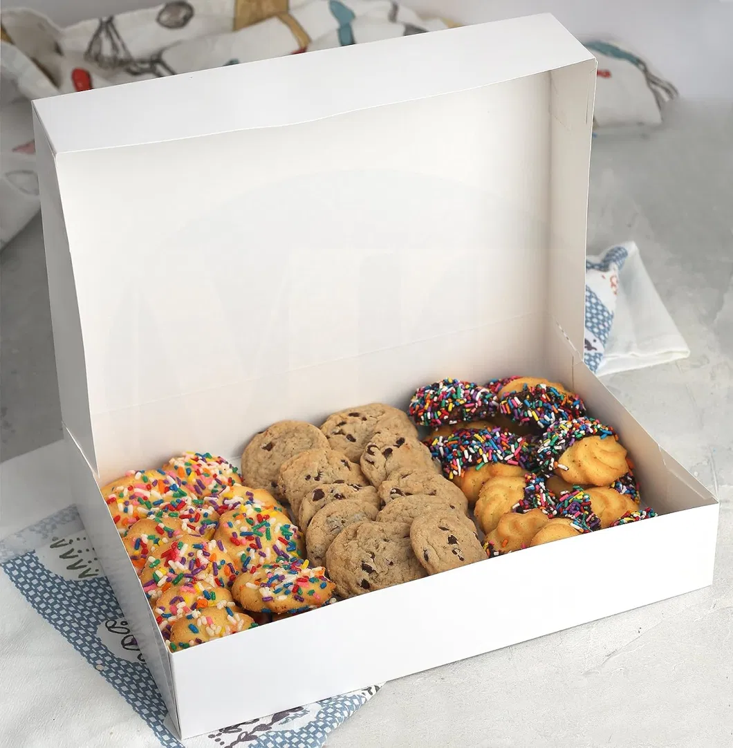 Custom Size Printed Paperboard White Paper Bakery Boxes Pastry Box for Pies Cupcakes Muffins Cookies