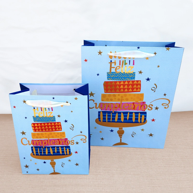 Custom Logo Factory Directly Supply Portable Birthday Merchandise Wedding Wine Sweet Food Packaging Carrier Ribbon White Cardboard Paper Tote Gift Shopping Bag