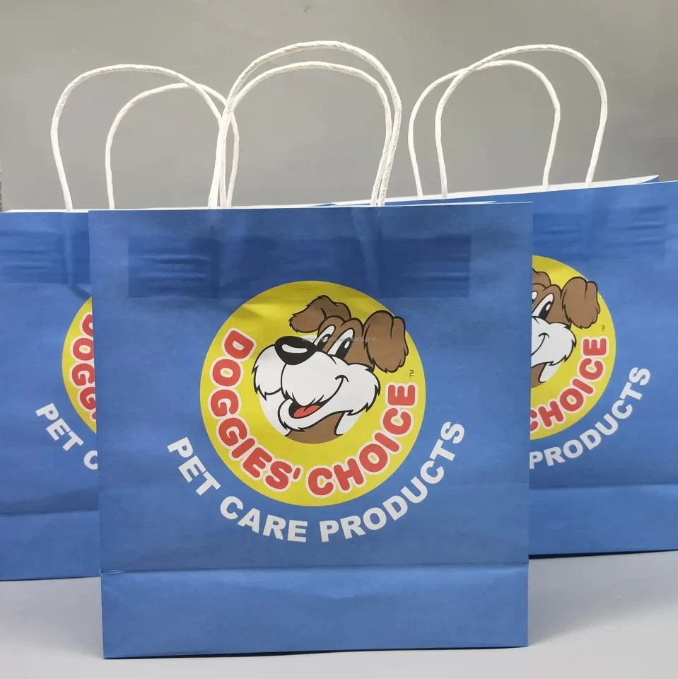 Foldable Large Wide Base Brown Kraft Paper Bag with Logo Print