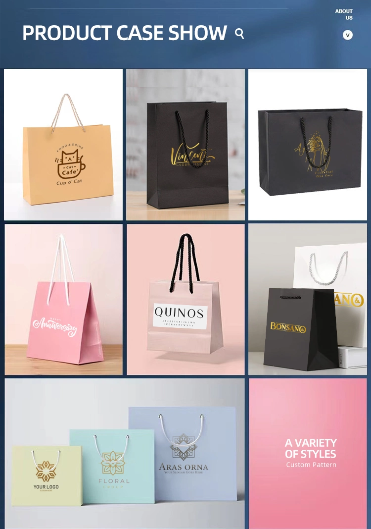 Customized Logo Design Printed Jwedding Small Luxury Paper Gift Bags with Handles