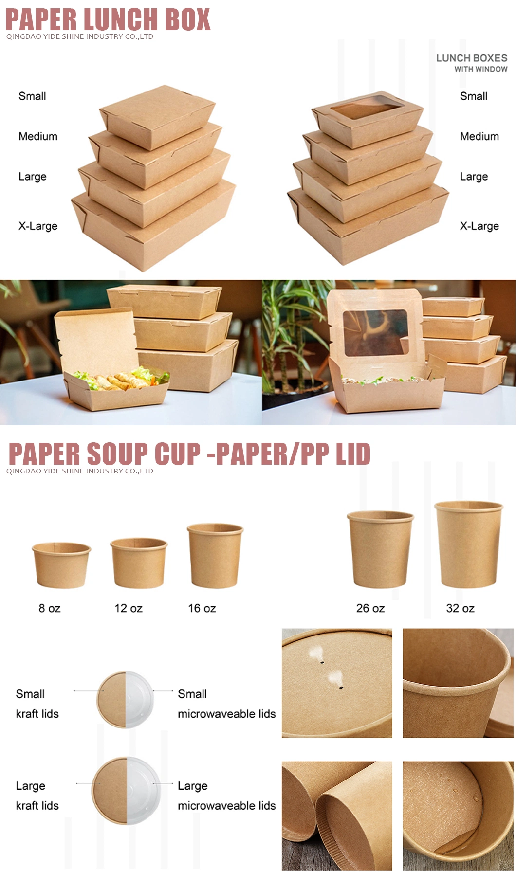 Disposable Burger French Fries Takeaway Salad Bowl Kraft Paper Box Lunch Food Container Box