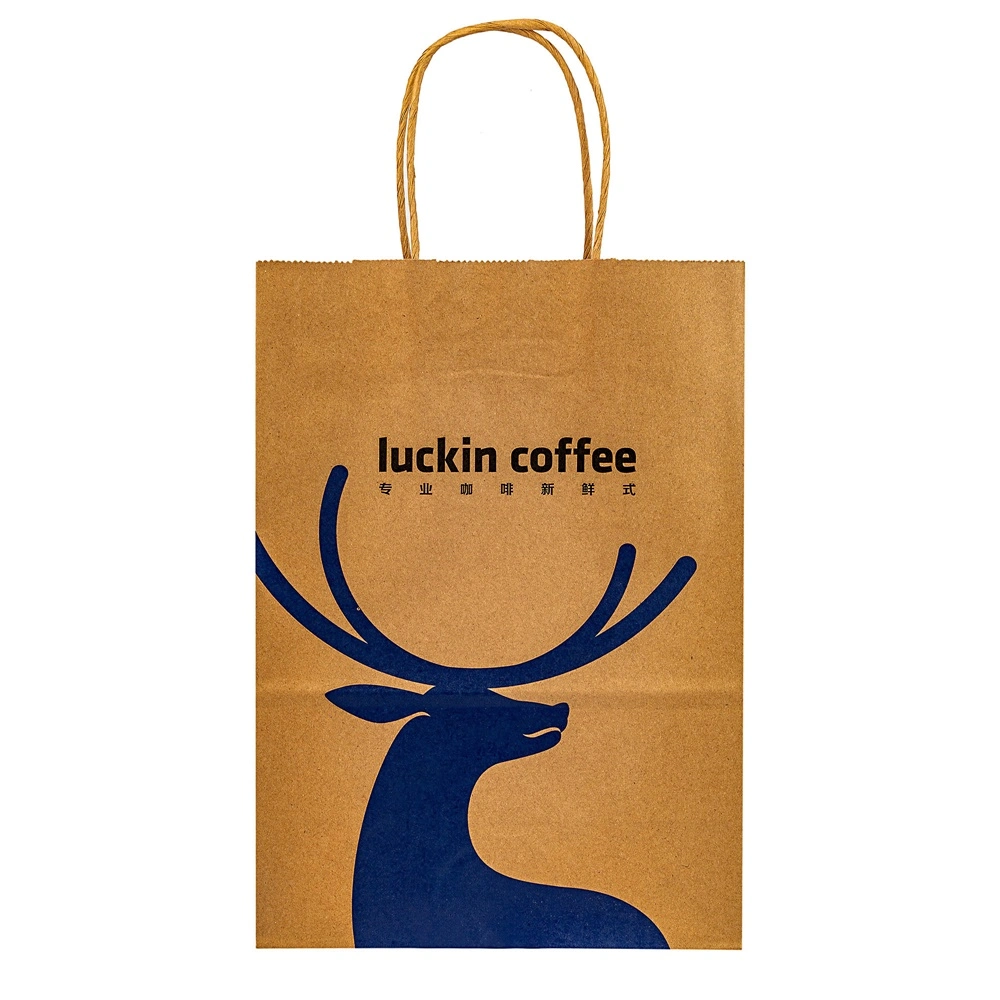 Biodegradable Brown Craft Coffee Packaging Takeaway Paper Bag