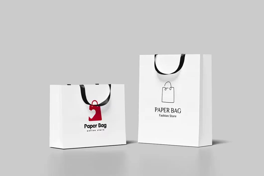 Customized Printing Luxury Branded Gift Shopping Paper Bag with Ribbon Handle for Clothing Shoe Packaging