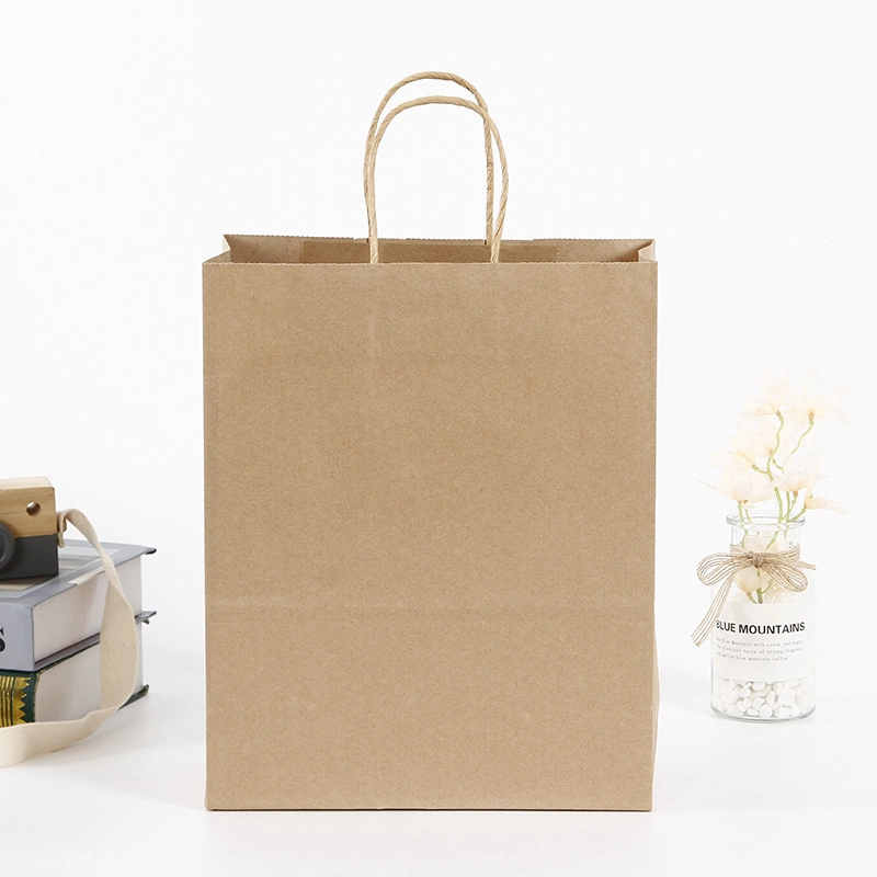 Custom Printed Your Own Logo White Brown Kraft Gift Craft Shopping Paper Bag with Handles