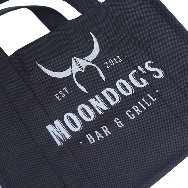 Small Black Non Woven Promotional Packing Bag Reusable PP Non Woven Shopping Tote Bag with Loop Handles Custom Made Non-Woven Eco Bag
