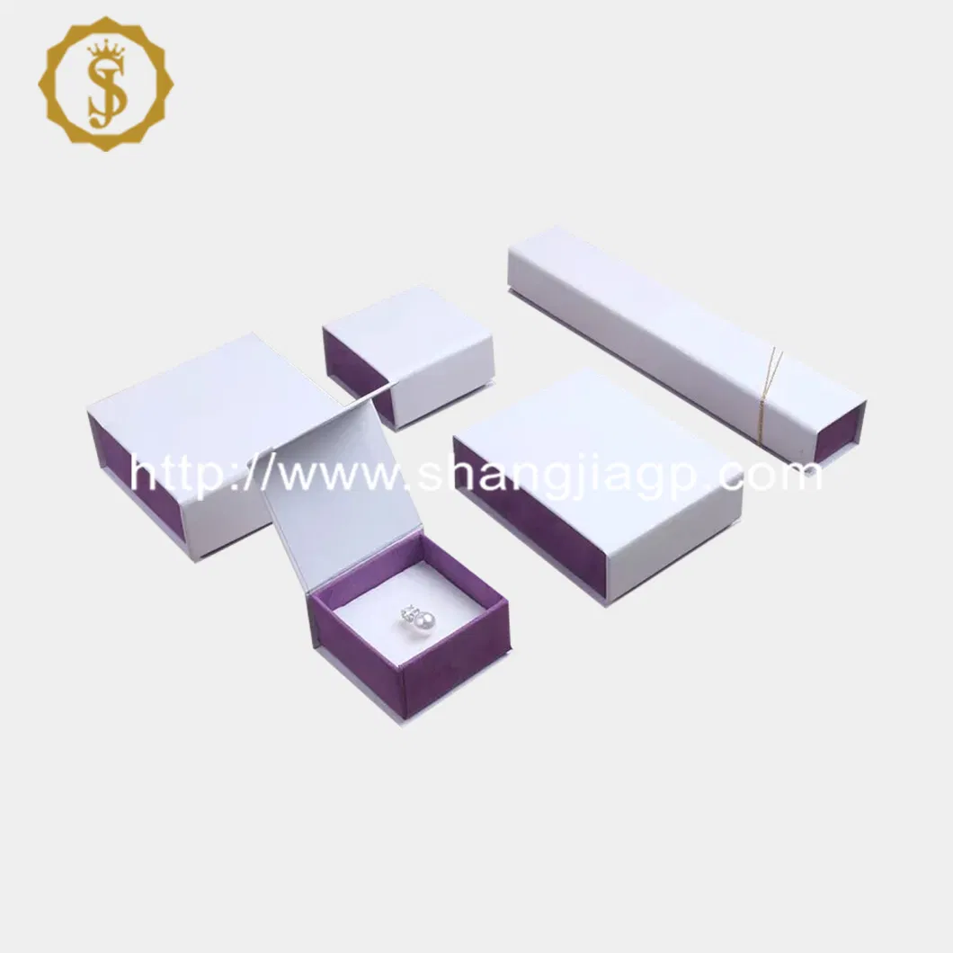 Jewellery Packing Supplier White Paper Magnetic Purple Jewelry Packaging Box