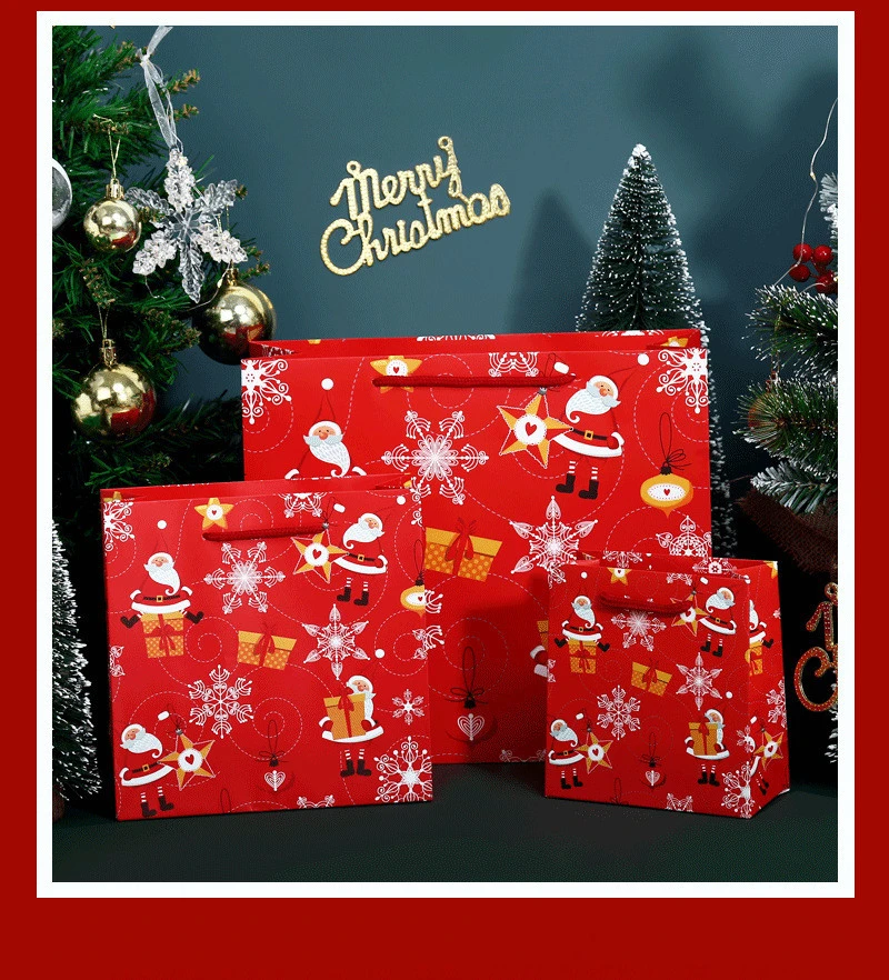 Christmas Custom Brand Jewelry Luxury Cartoon Shop Boutique Retail Carry Shopping Gift Paper Bag