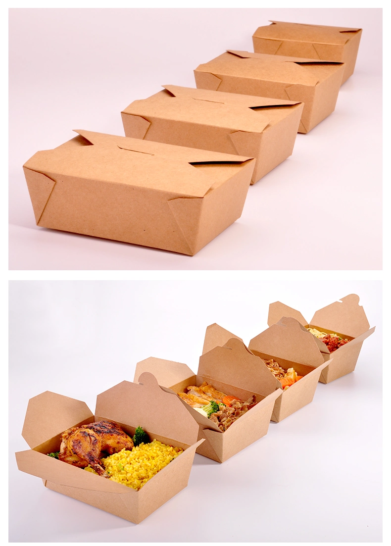 Customized Printing Disposable Take Away Kraft Paper Meal Box Hot Chicken Wings Packaging Box Fast Food Paper Box