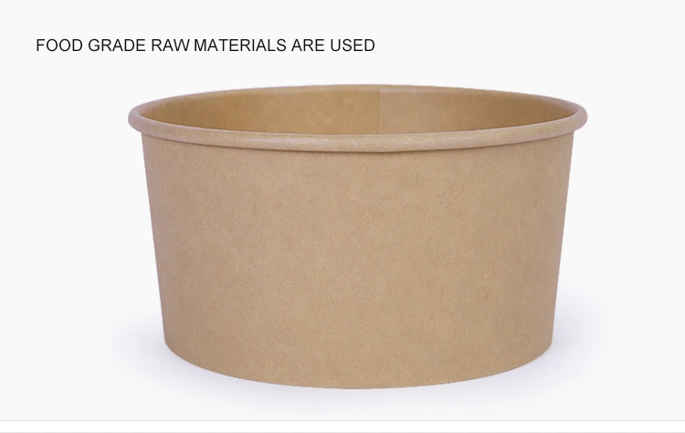 Kraft Paper Container Delivery Package with Take Away Salad Lid Pet PP Rectangle Takeaway Kraft Paper Bowl