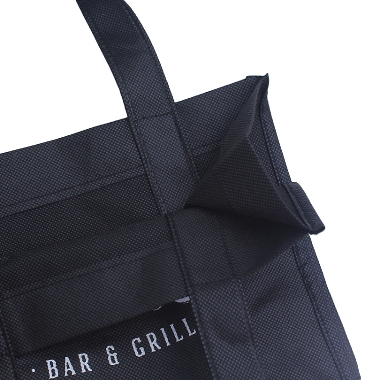 Small Black Non Woven Promotional Packing Bag Reusable PP Non Woven Shopping Tote Bag with Loop Handles Custom Made Non-Woven Eco Bag