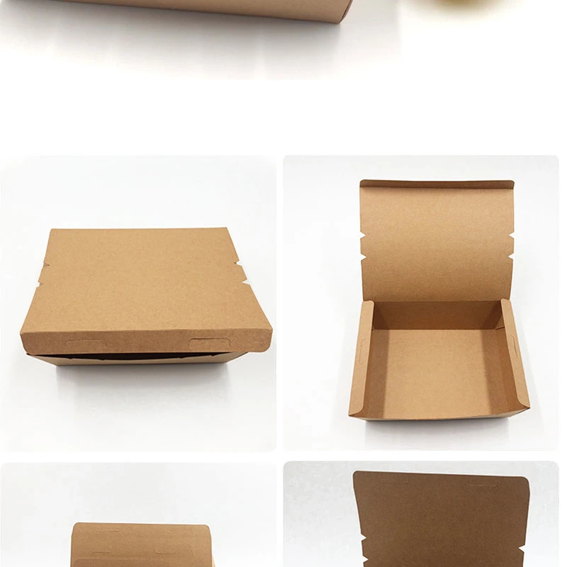 Biodegradable Kraft Food Paper Packaging Hamburger Box Hotdog Box Chips Box Delivery Food Packaging Container Box