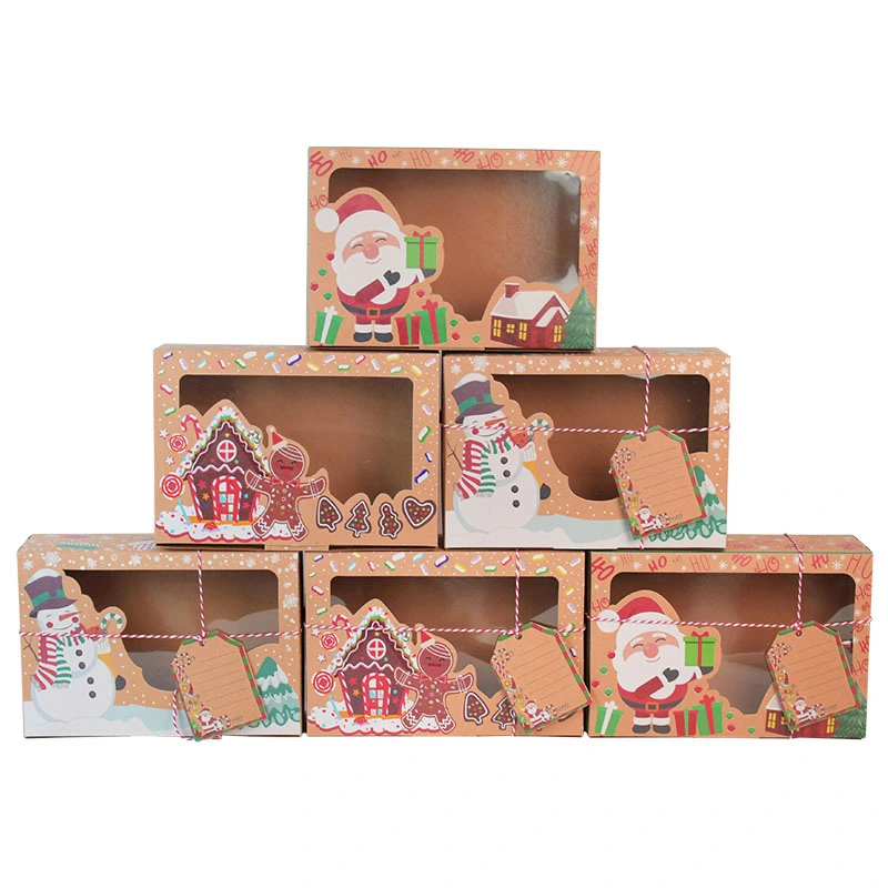 Food Packaging Christmas Party Kids New Year Cookie Kraft Paper Candy Gift Boxes Bags