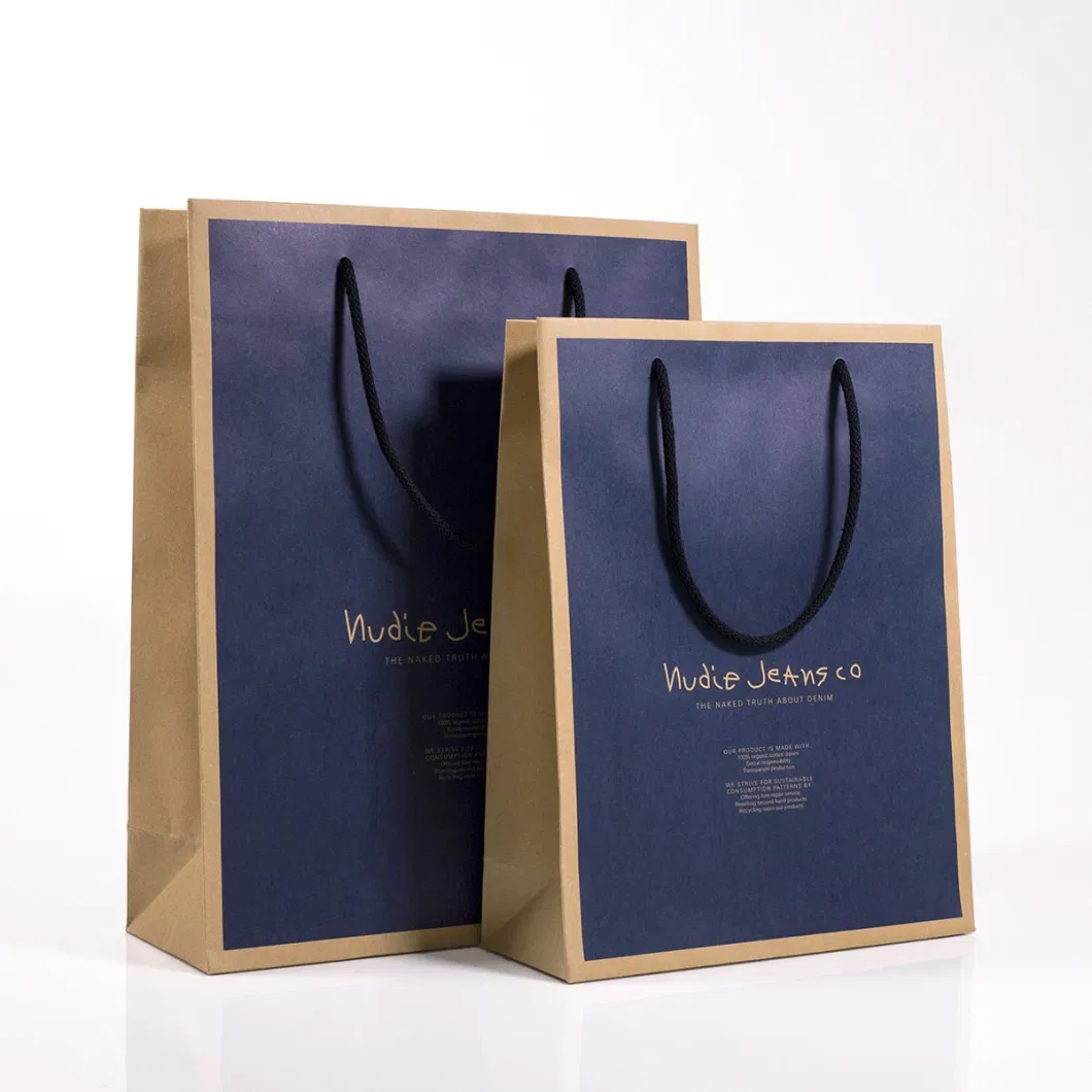 Luxury Black Gift Paper Bag Custom Printed Logo for Shoes Clothes Shopping Wedding Gift Jewelry Packaging with Ribbon Handles