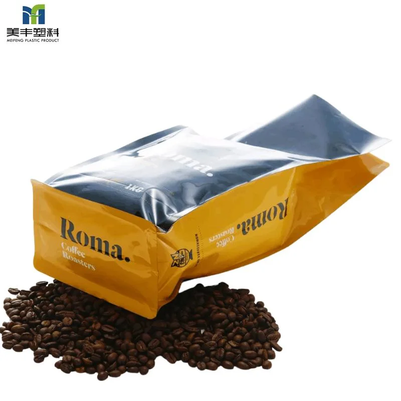 Bulk Custom Print Coffee Recycle Plastic Package with Zipper Valve Flat Bottom Side Gusset Stand up Biodegradable Brown Kraft Paper Coffee Pouch Bag