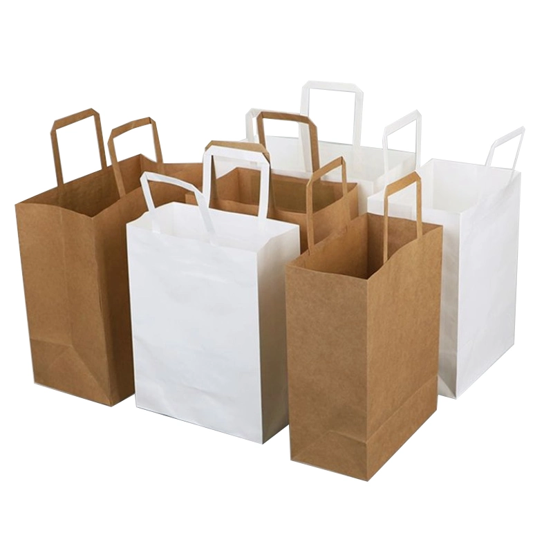 Large Pizza Shopping Packaging Kraft Paper Bag with Twisted Handle