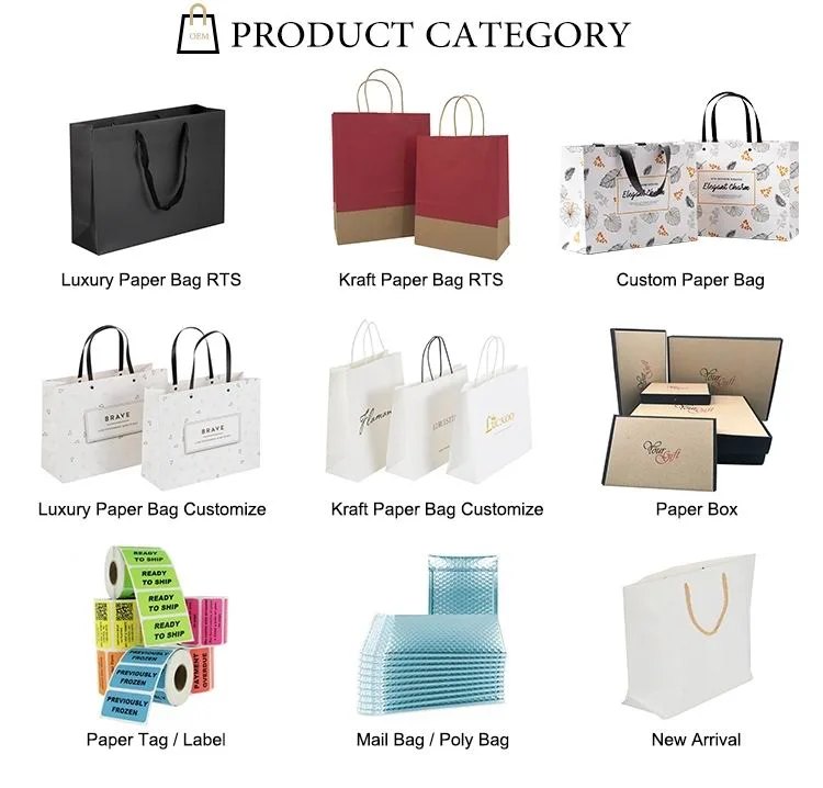 Custom Small Size Luxury Logo Printed Paper Bag with Handle