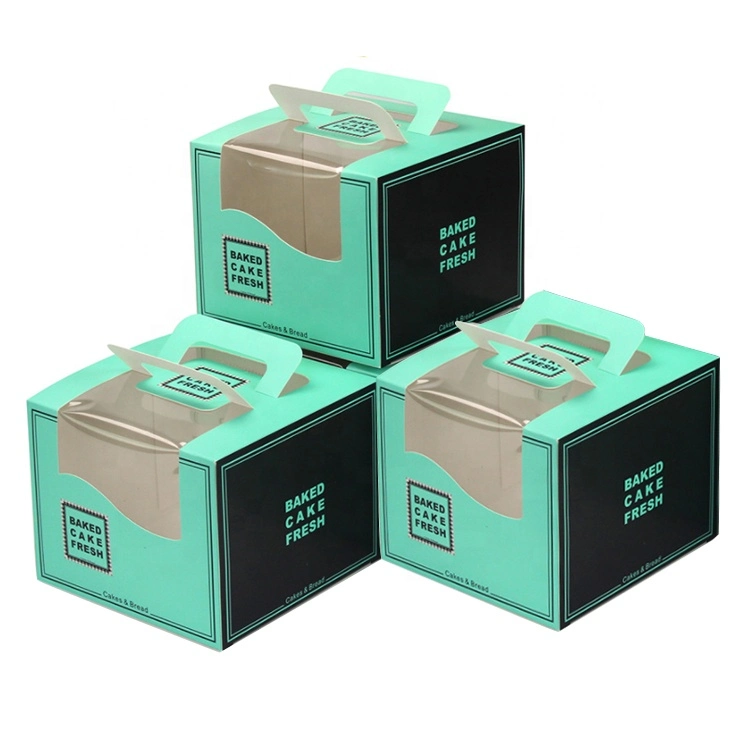 Wholesale Large Transparent Windows Birthday Cupcake Packaging Paper Cake Box with Handle