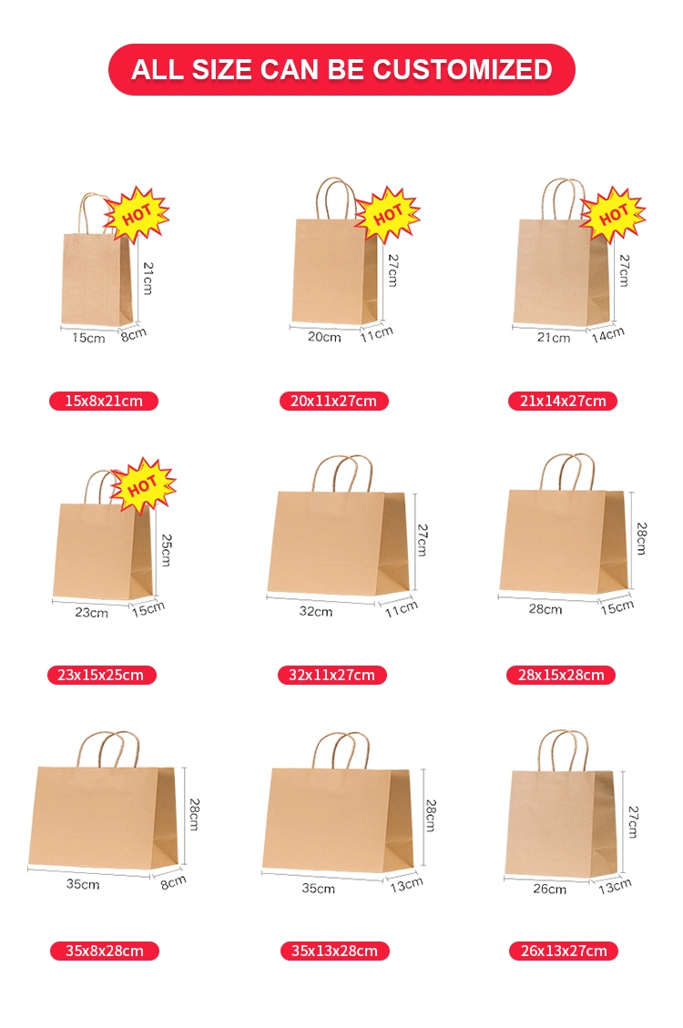 Custom Logo Printed Brown Craft Gift Shopping Paper Bag Wholesale