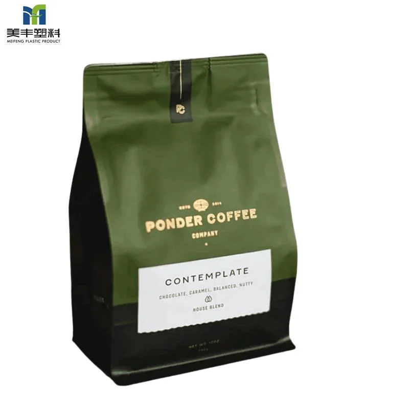 Bulk Custom Print Coffee Recycle Plastic Package with Zipper Valve Flat Bottom Side Gusset Stand up Biodegradable Brown Kraft Paper Coffee Pouch Bag