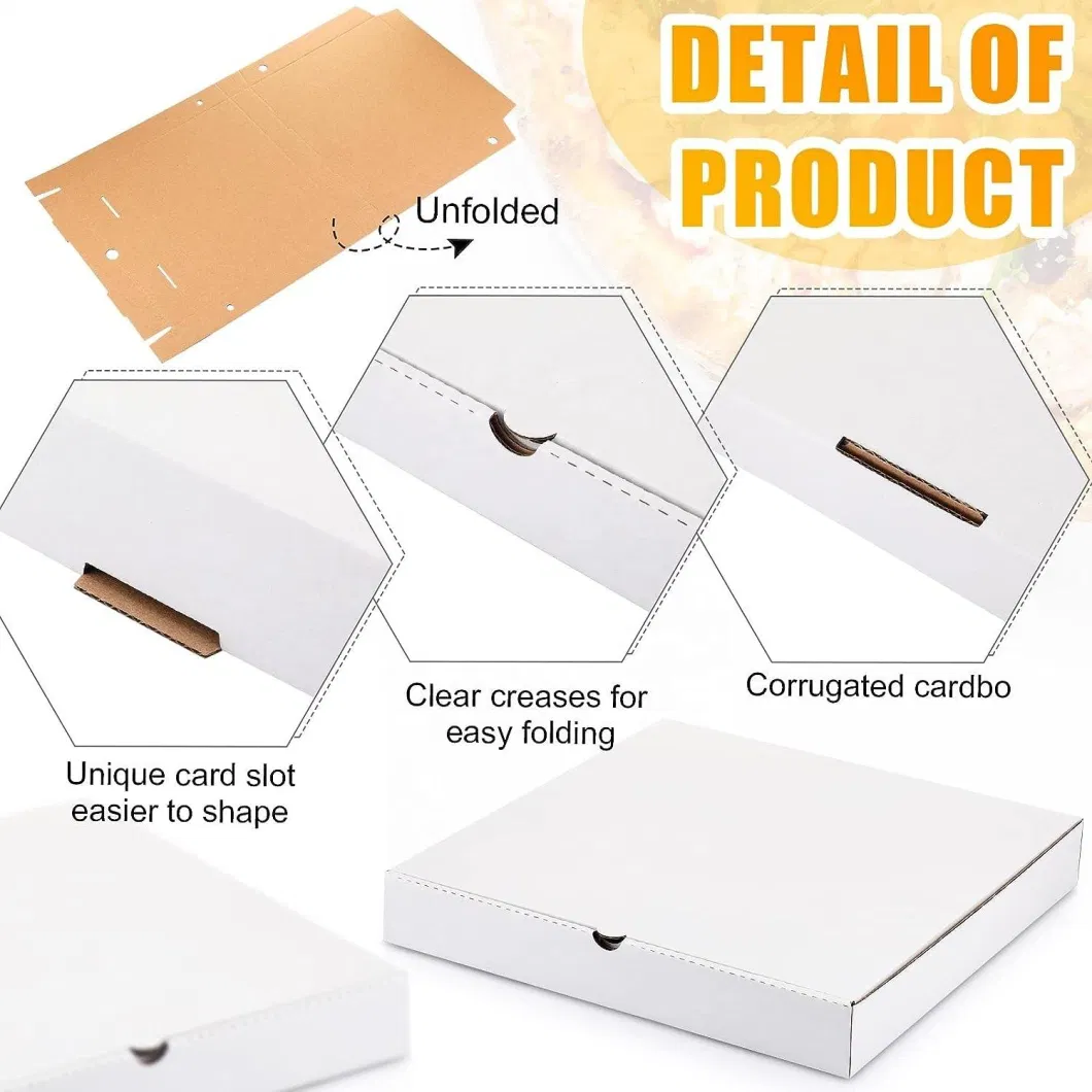 9X9X1.75&prime;&prime; White&Brown Custom Printing Cowhide Paper Square Corrugated Cardboard Storage Recyclable Folding Container Pizza Boxes for Food Cake Cookie Pizza PA