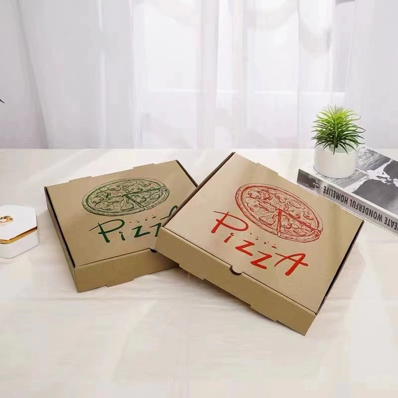 Empty White or Brown Kraft Corrugated Pizza Boxes Takeaway Cardboard Boxes for Pizza Cake Cookies Food Steak