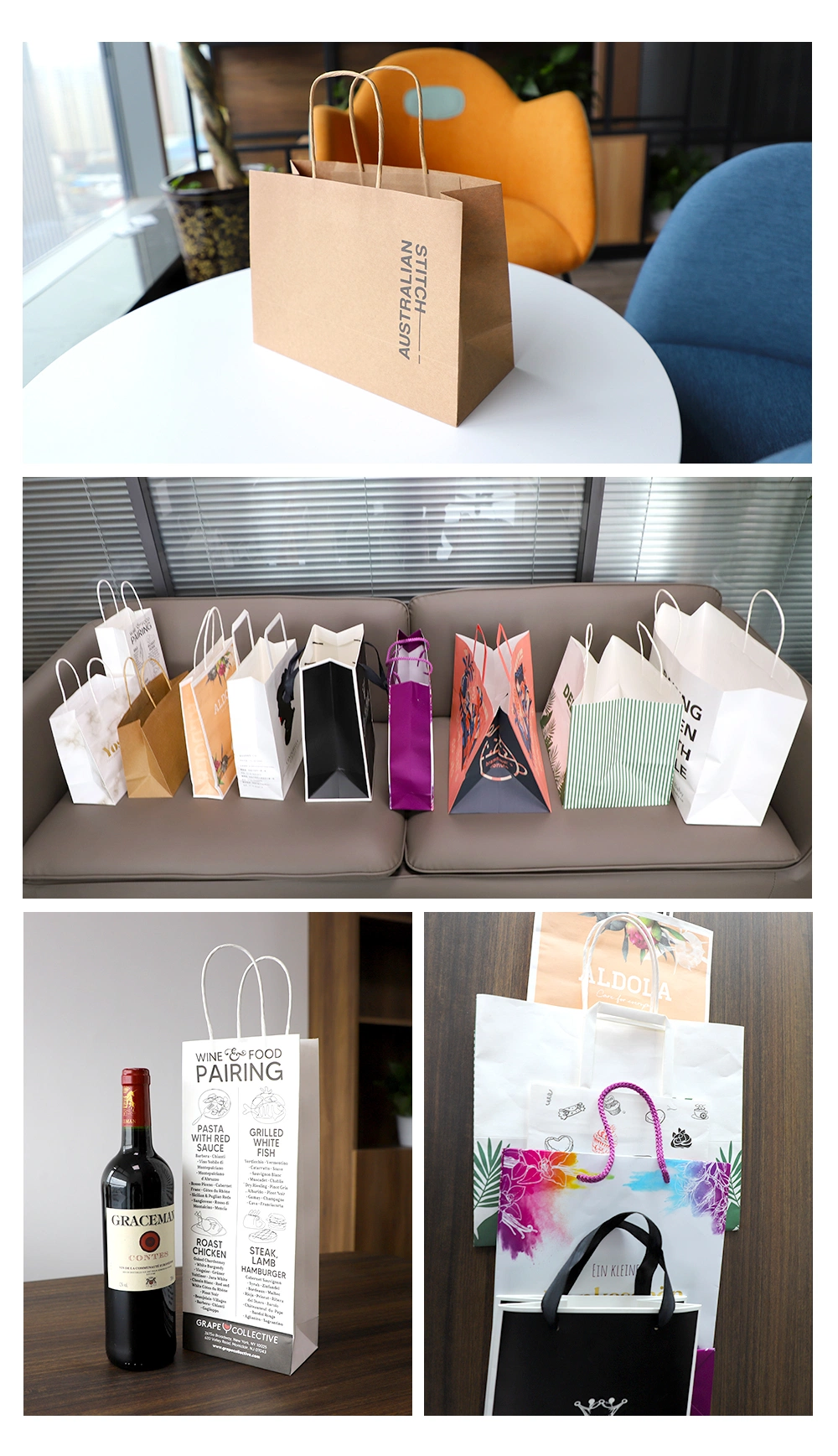 Shopping Gift Package Custom Design Kraft Paper Bag with Twist Handle