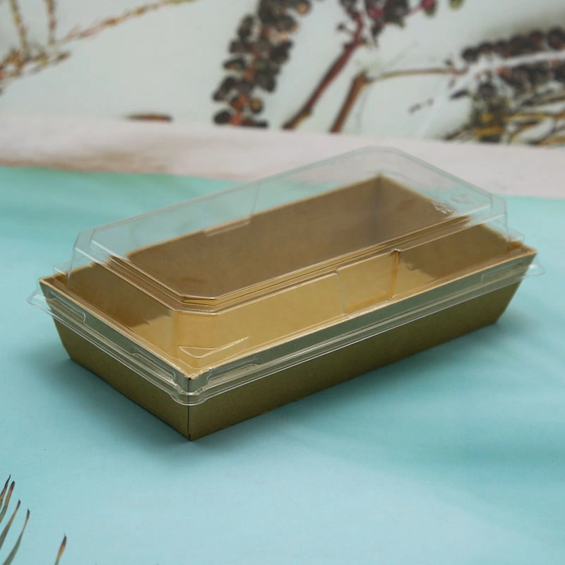 Disposable Kraft Paper Sushi Tray Food Packaging Box with Lid