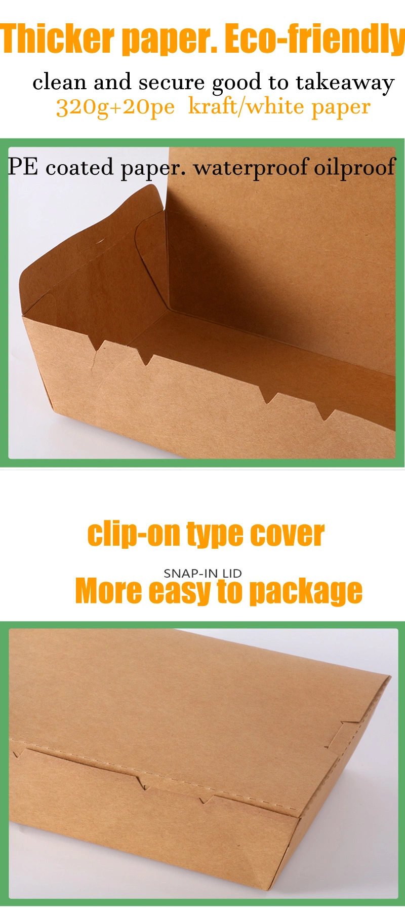 Portable Kraft Paper Packaging Container Takeaway Fried Chicken Food Box