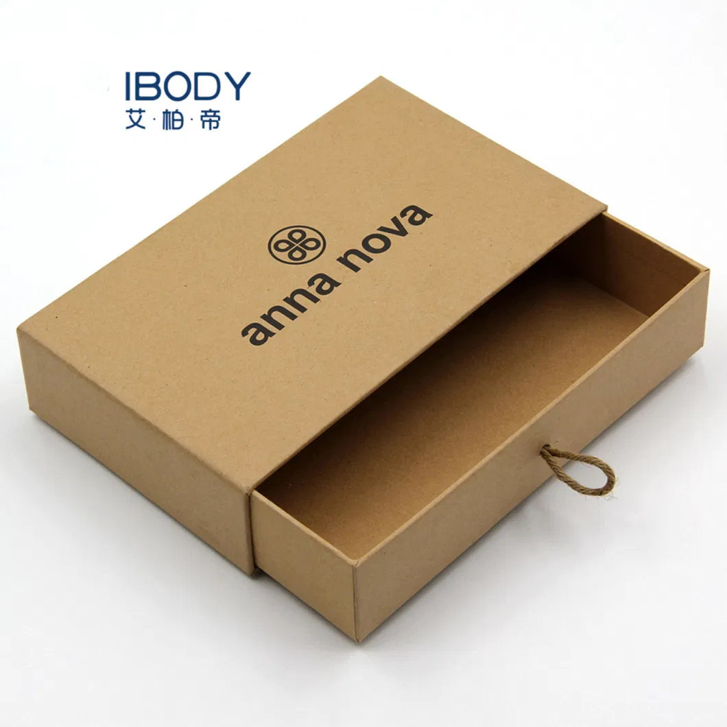 Wholesale Slide Open Luxury Jewelry Gift Small Brown Kraft Paper Packaging Box