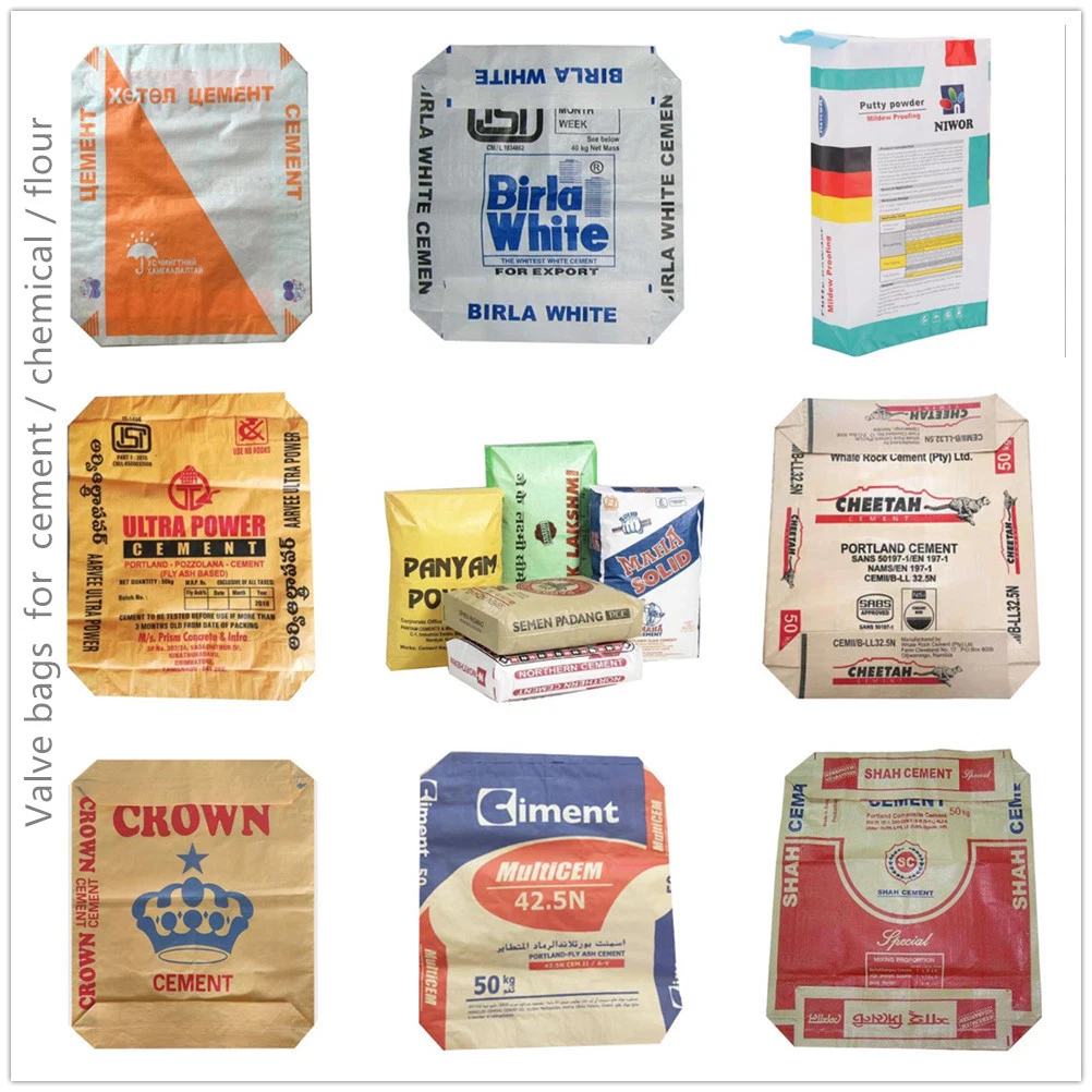 2ply 3 Ply Kraft Paper Valve Cement Packaging Bags, Factory Customise 2layer 3 Layer Pvse Bags 20kg 25kg 50kg Cement /Wall Putty/ Powder/Flour/Feed