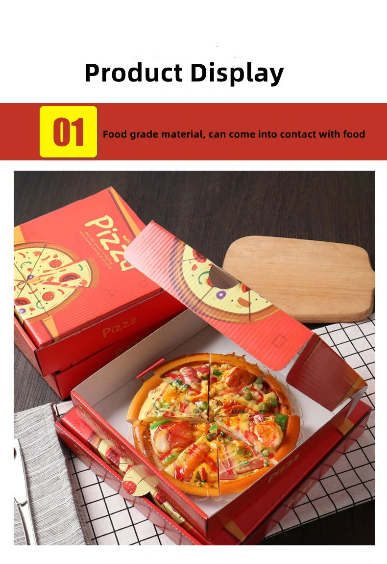 Customized Eco Friendly Recyclable Pink Food Grade Paper Packaging Takeout Takeaway Kraft Pizza Box