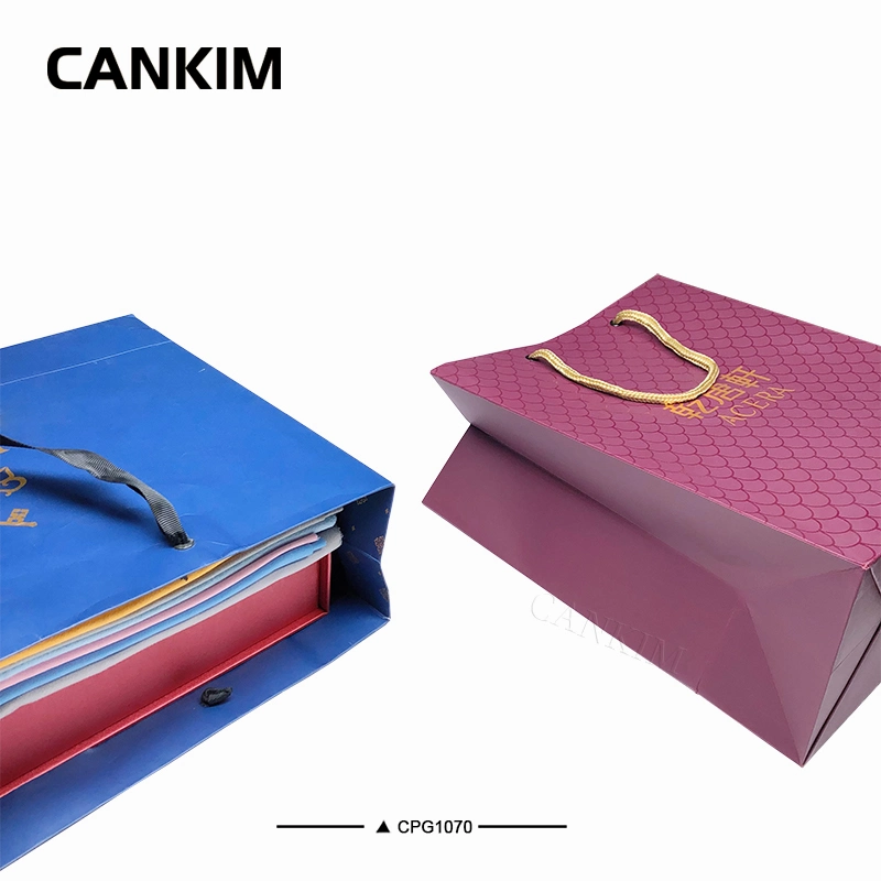 Cankim Custom Paper Bag with OEM Custom Paper Gift Bag Luxury Shopping Paper Bag Gift Bag Packaging Paper Bag with Ribbon